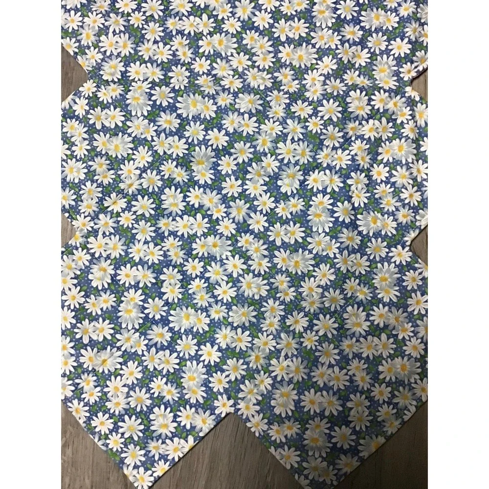 Handmade Quilted Patchwork Table Runner Floral Daisy Reversible 53x18 Farmhouse